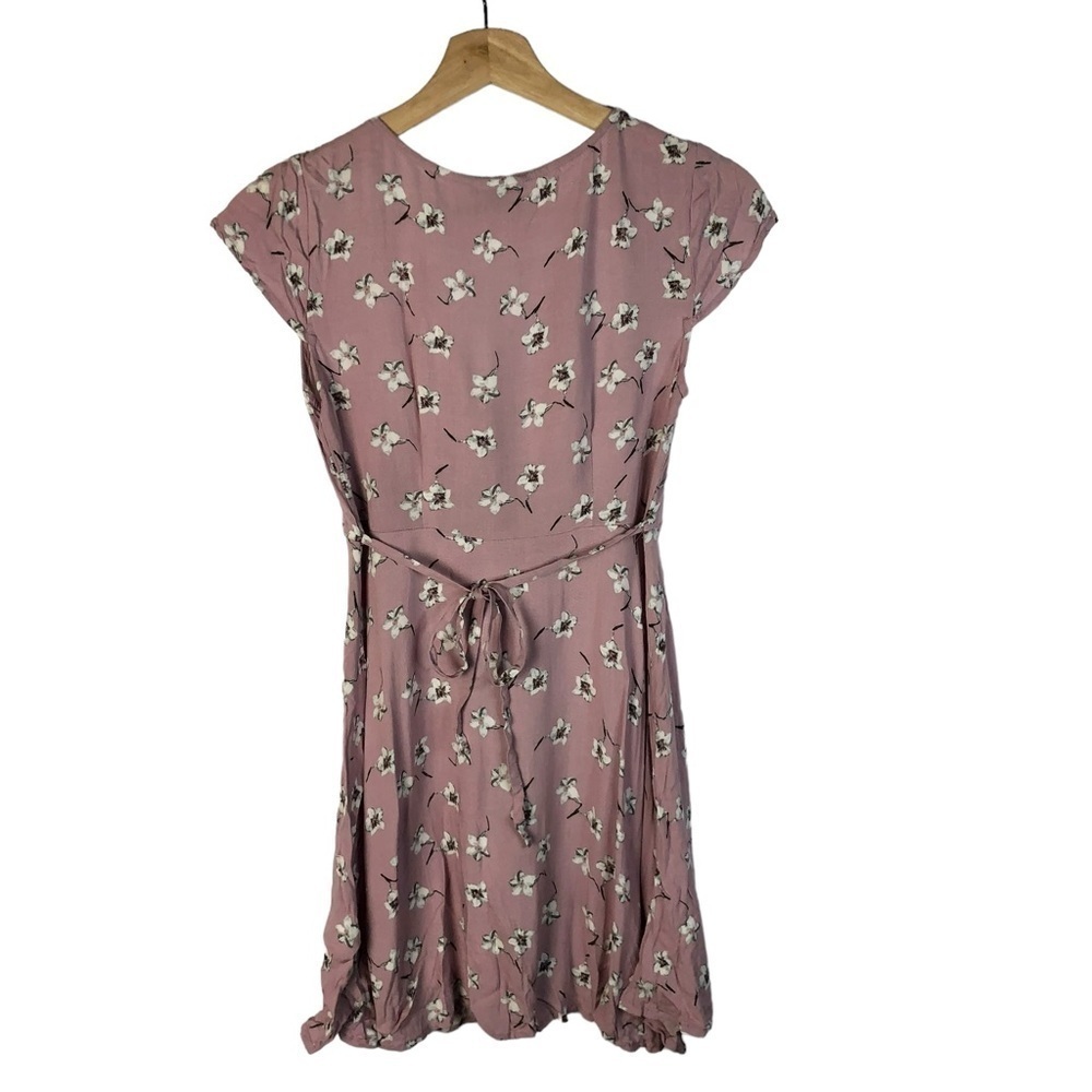 Aeropostale Pink Floral Short Sleeve Button Front Mini Shirt Dress XS - Picture 5 of 6